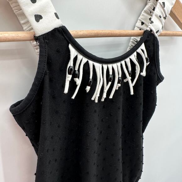 Deax Par Deux Black & White Heart Print Romper with Fringe Detail // 10 - Picture 7 of 12
